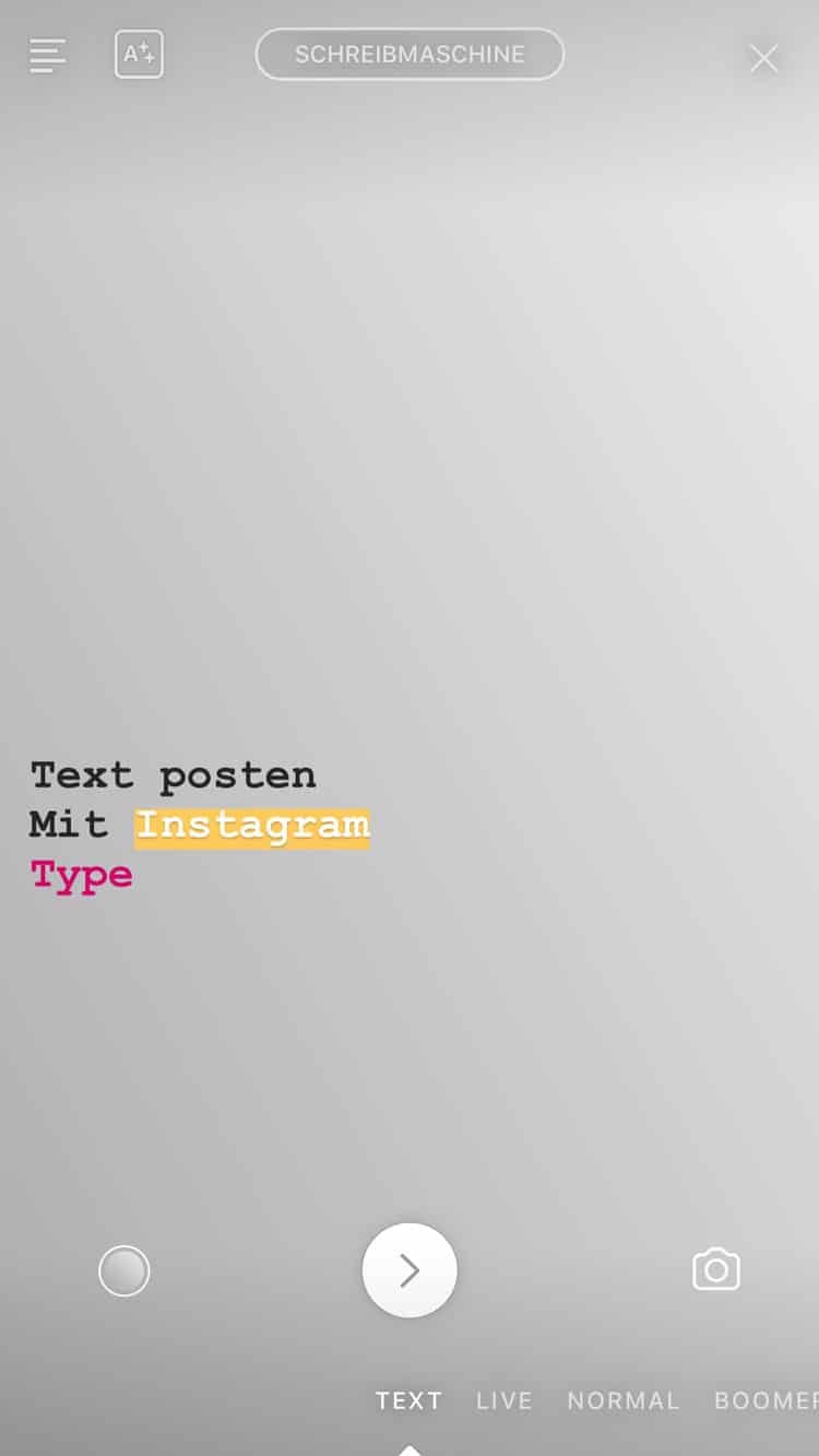 Instagram Type - Texte posten bei Instagram Stories