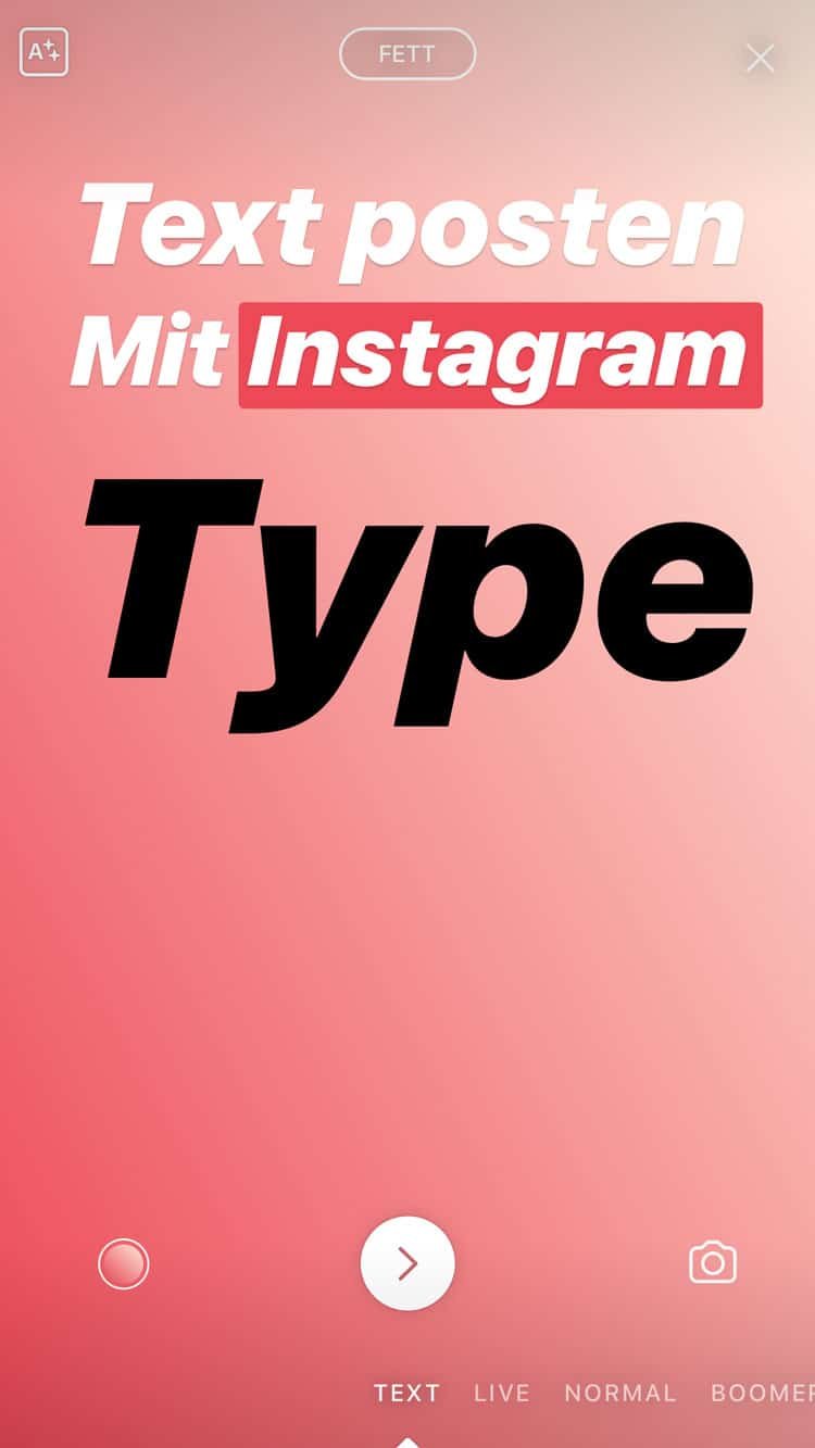 Instagram Type - Texte posten bei Instagram Stories