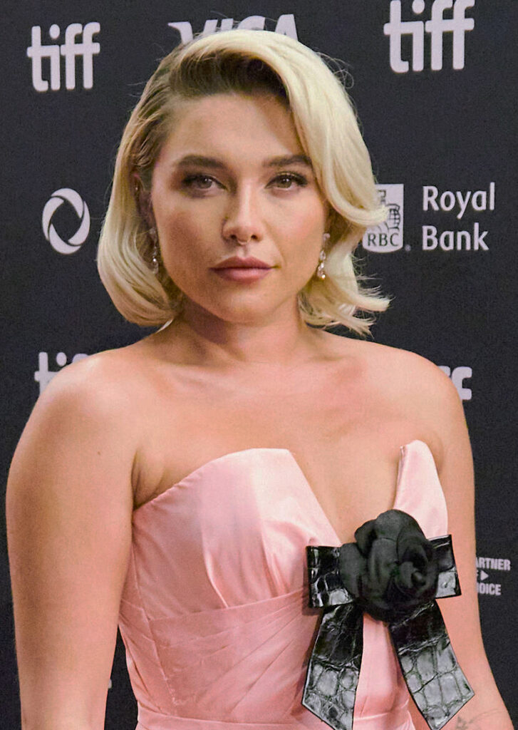Florence Pugh Attends 83rd Venice Film Festival in Max Mara Navy Ensemble